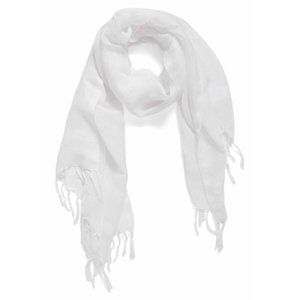 NWT Love Quotes Linen Tassel Light Weight Scarf in White